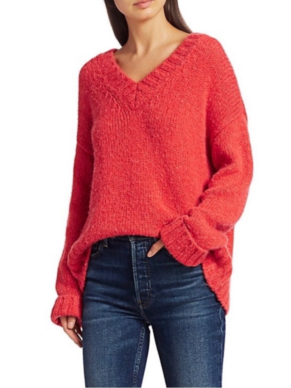 Re/Done 90s oversized sweater in coral
